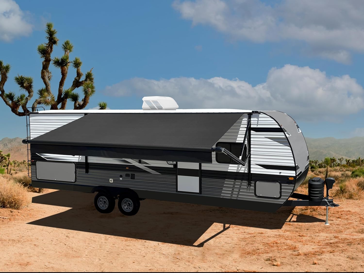 Velarium 16' RV Boxed Vinyl Canopy, Black – Heavy-Duty 13.5oz 3-Ply Material, Cold & Crack-Resistant RV Awning, All-Purpose Outdoor Canopy for RVs, Trailers, and Motorhomes (Fabric Size 14' 2