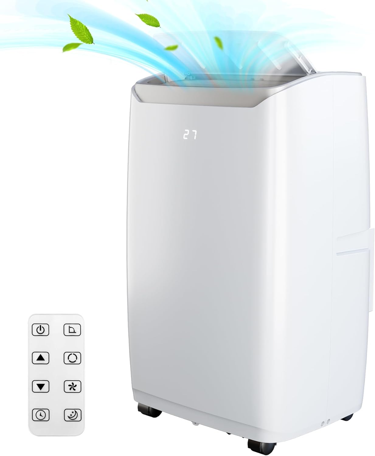 14,000 BTU (ASHRAE) Portable Air Conditioner - 9,200 BTU (SACC) Cools 700 Sq.Ft, 3-in-1 AC Unit with Dehumidifier & Fan, 52dB Quiet, Remote Control, White for Home/Office