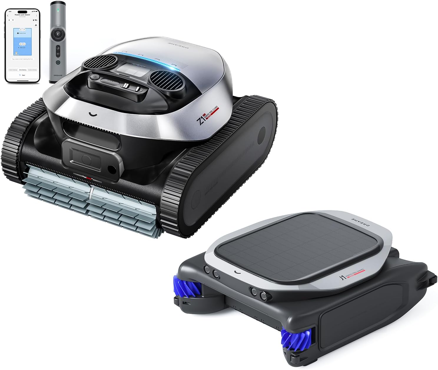 DREAME Z1 Pro Cordless Robotic Pool Cleaner with DREAME J1 Robotic Pool Surface Skimmer