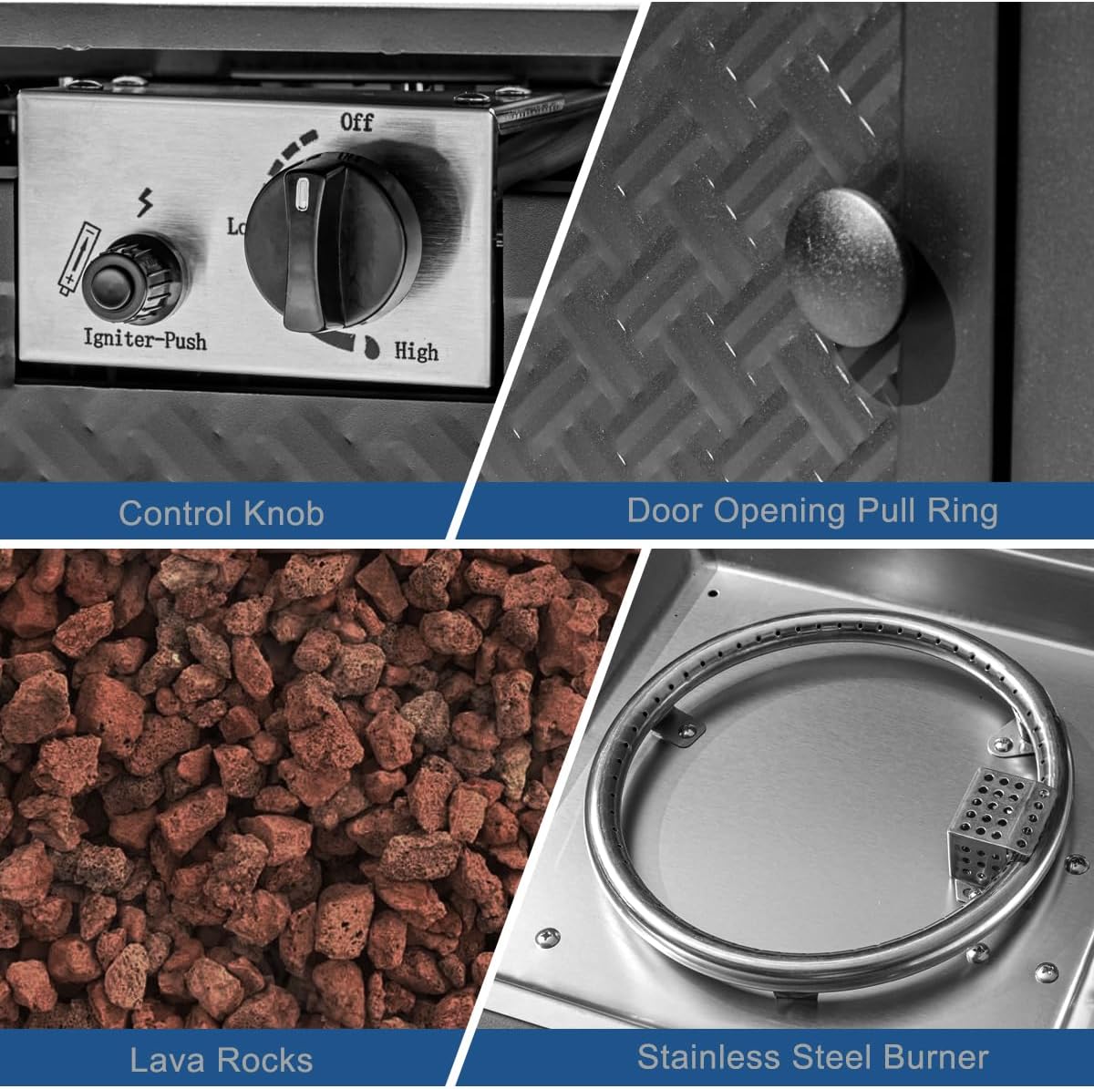 28 Inch Propane Fire Pit Table, 50,000 BTU Steel Gas Fire Pits for Outside,Outdoor Gas Firepit with Lid and Lava Rocks, Propane Firepit for Paito Garden Backyard,Add Warmth to Gatherings