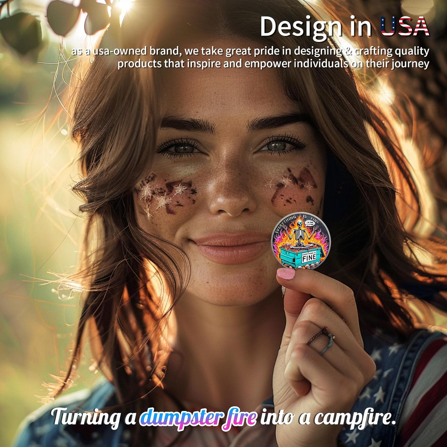 10pcs Colorful Skull Dumpster Fire Challenge Coin - The Strongest Steel is Forged Dumpster Fire Coin - Funny Desk Accessories for Work - Hilarious Coworker Go Away Token - Inspirational Gifts for All