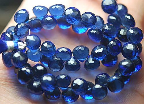 13 inch natural beads strand of 7-8mm faceted onion blue quartz gemstone briolletes beads for DIY jewelry - necklace, bracelet, earring, ring.
