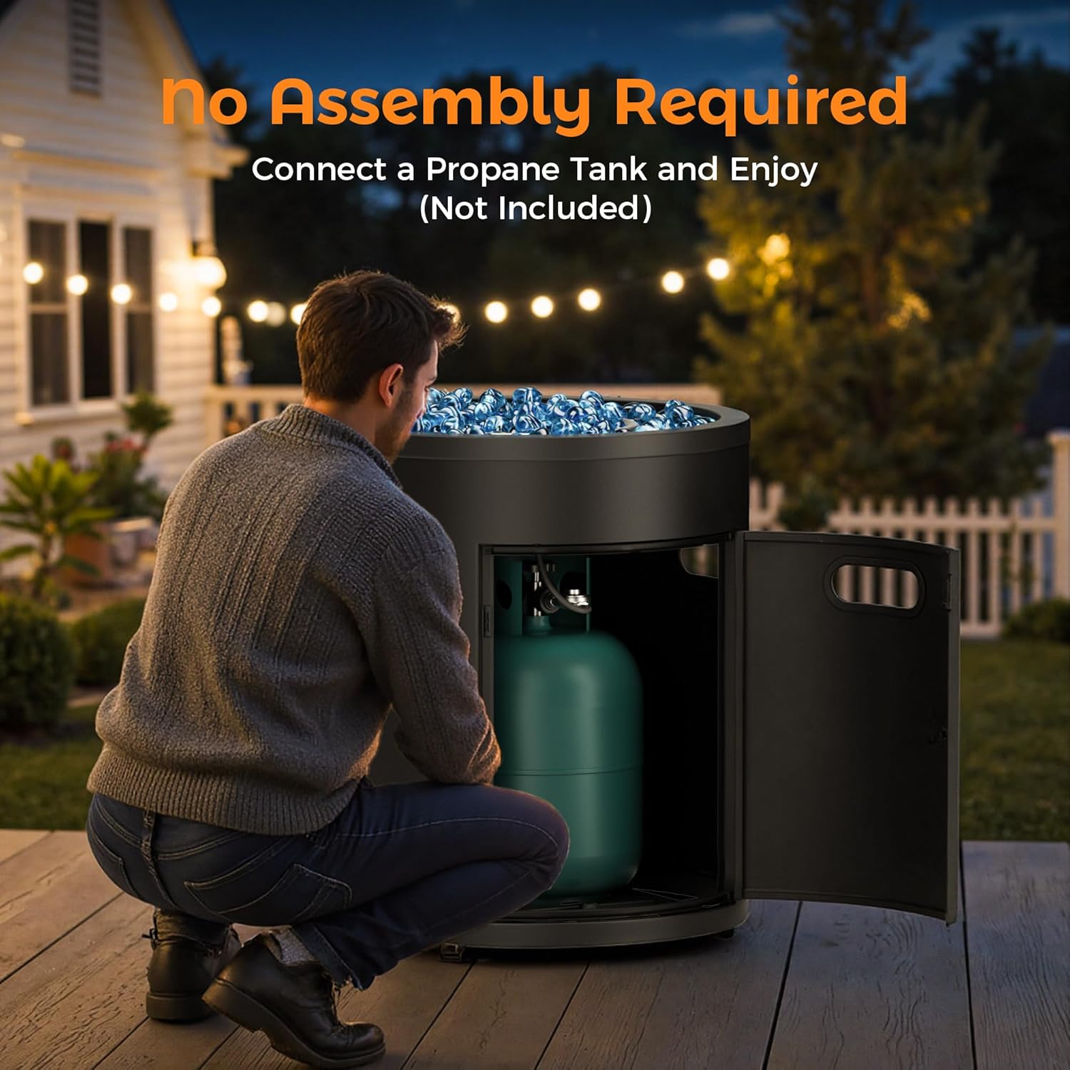 BALI OUTDOORS 50,000 BTU Propane Fire Pit Outside, 23 inch Outdoor Fire Pit Round, Black Firepits for Outside Patio, Garden, Backyard