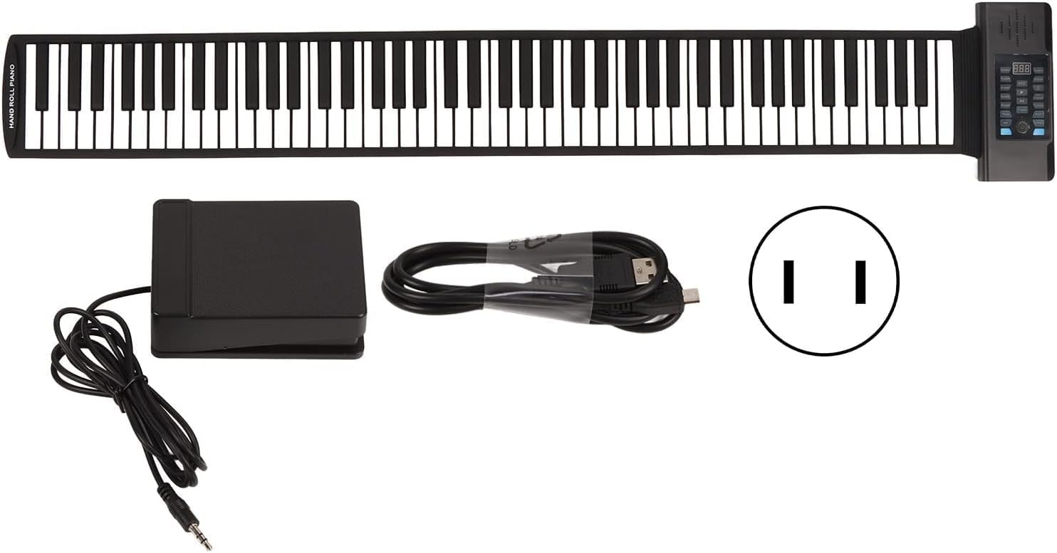 Keyboard Piano, Roll Up Piano, Foldable Digital Piano, Portable Electric Piano with 88 Keys, Pedal, Arranger Keyboards with Speakers, LED Display, MIDI Smart Piano for Birthday Gifts