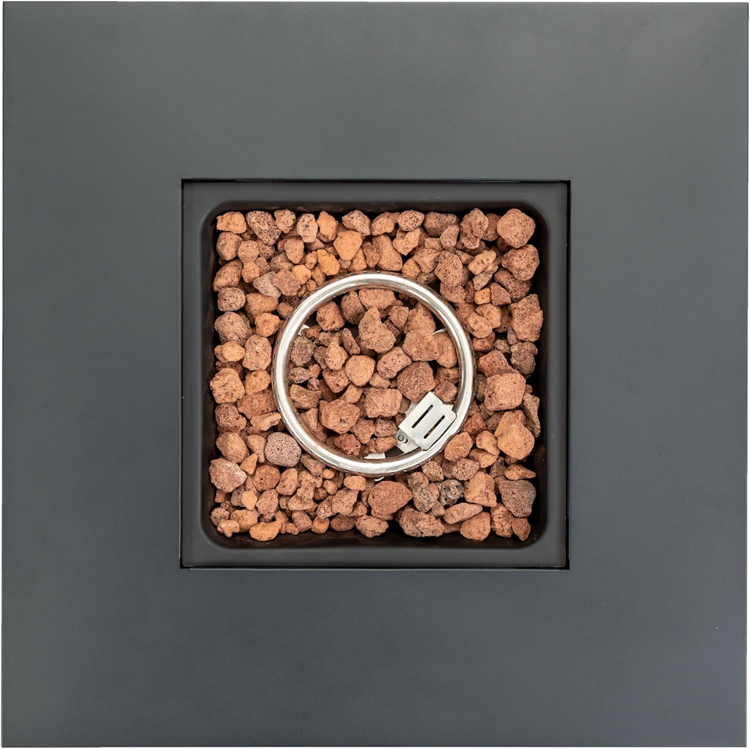 28 Inches Square Propane Fire Pit Table, 50,000 Btu Steel Outdoor Fire Pit for Patio, Deck, Courtyard – Black, Weather Durable Design (1 Doors)