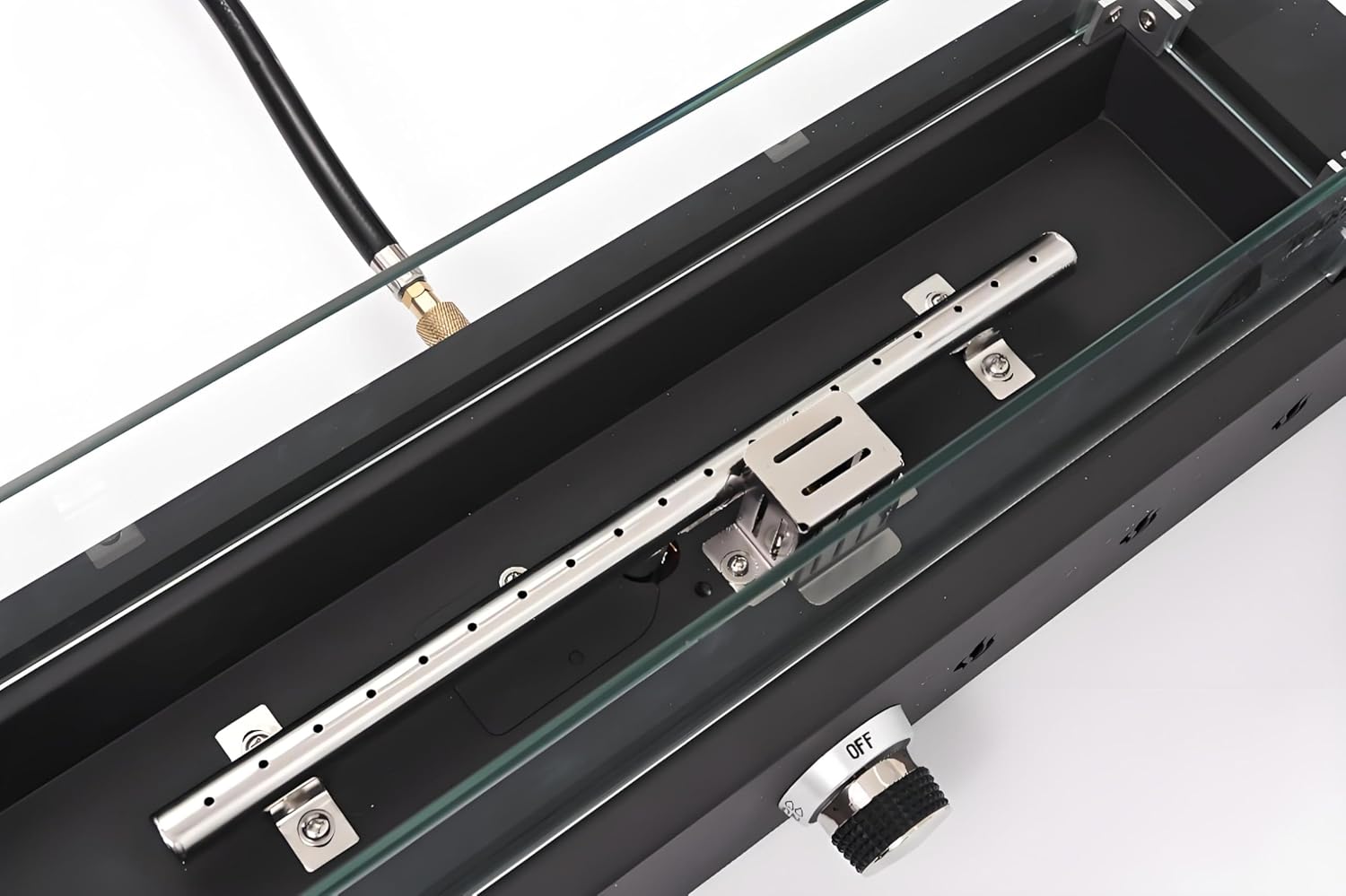 28-Inch Rectangle Fire Pit, 40000BTU Outdoor Propane Fire Pit, Wind-Resistant Firepits, Durable Iron Stylish Glass Beads Design for Patio Table