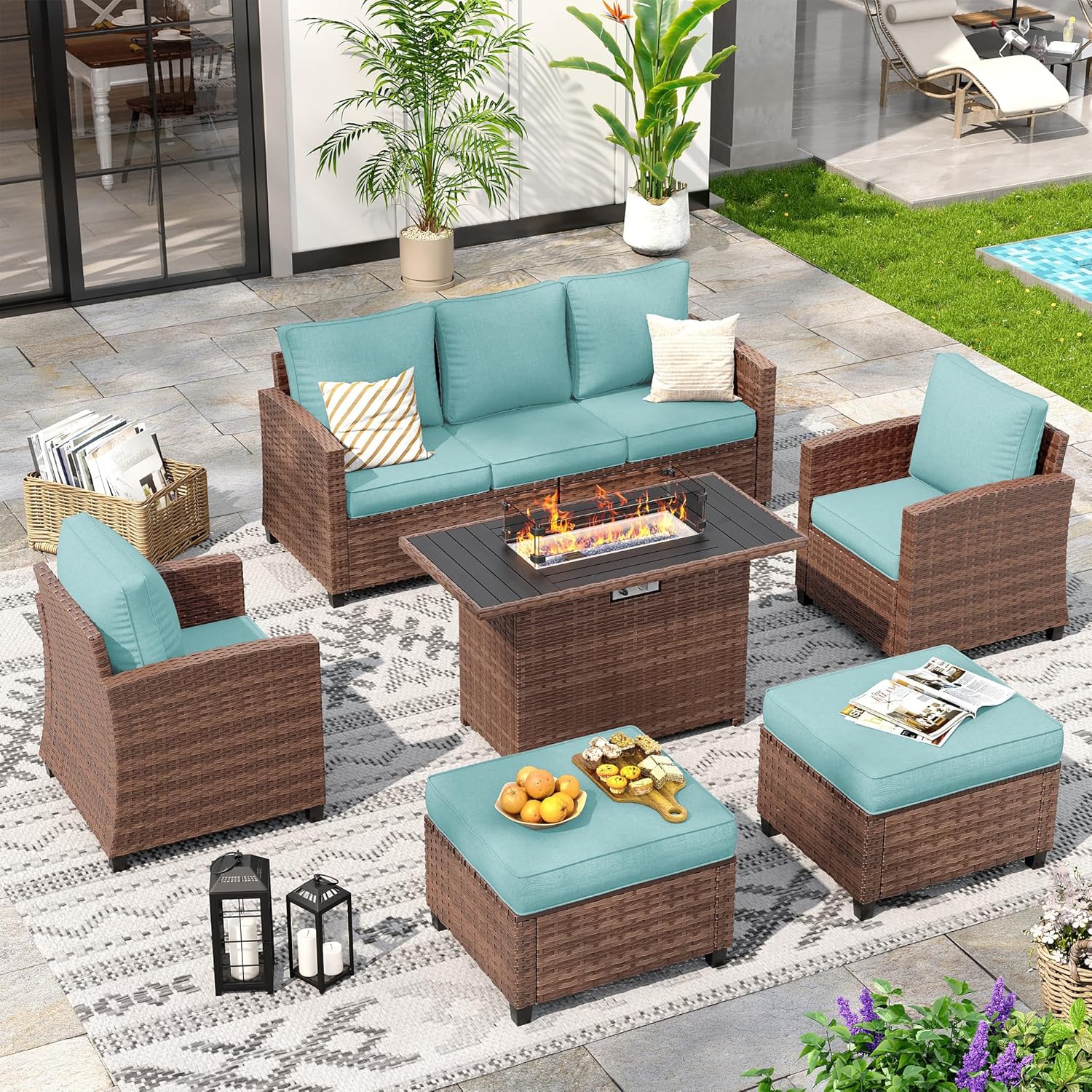 6 Pieces Patio Furniture Set with 44