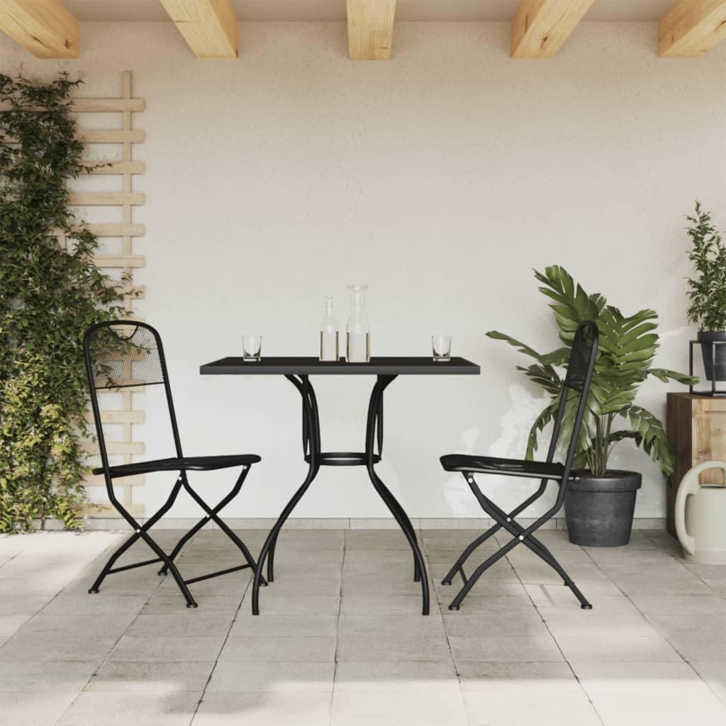 3 Piece Patio Dining Set Anthracite Metal Mesh Garden Furniture