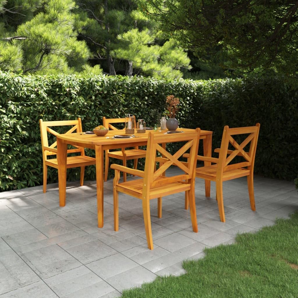 5 Piece Patio Dining Set Solid Wood Acacia,Acacia Wood Patio Dining Set: Durable and Stylish for Outdoor Gatherings Patio Furniture Sets, Outdoor Furniture Sets