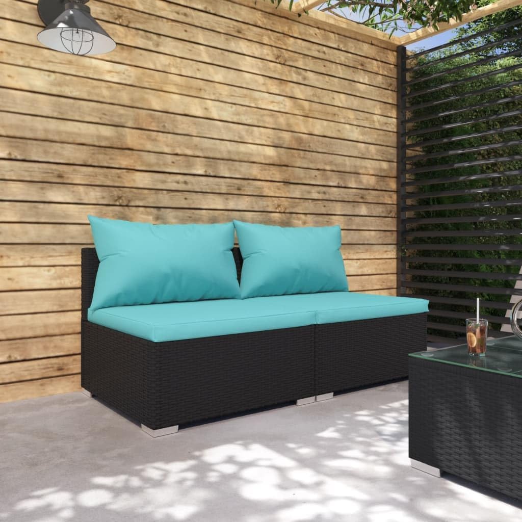 Patio Furniture Set 2 Piece with Cushions Poly Rattan Black,Versatile Patio Lounge Set with Modular Design and WaterResistant PE Rattan for Outdoor Comfort Patio Furniture Sets, Outdoor Furniture Sets