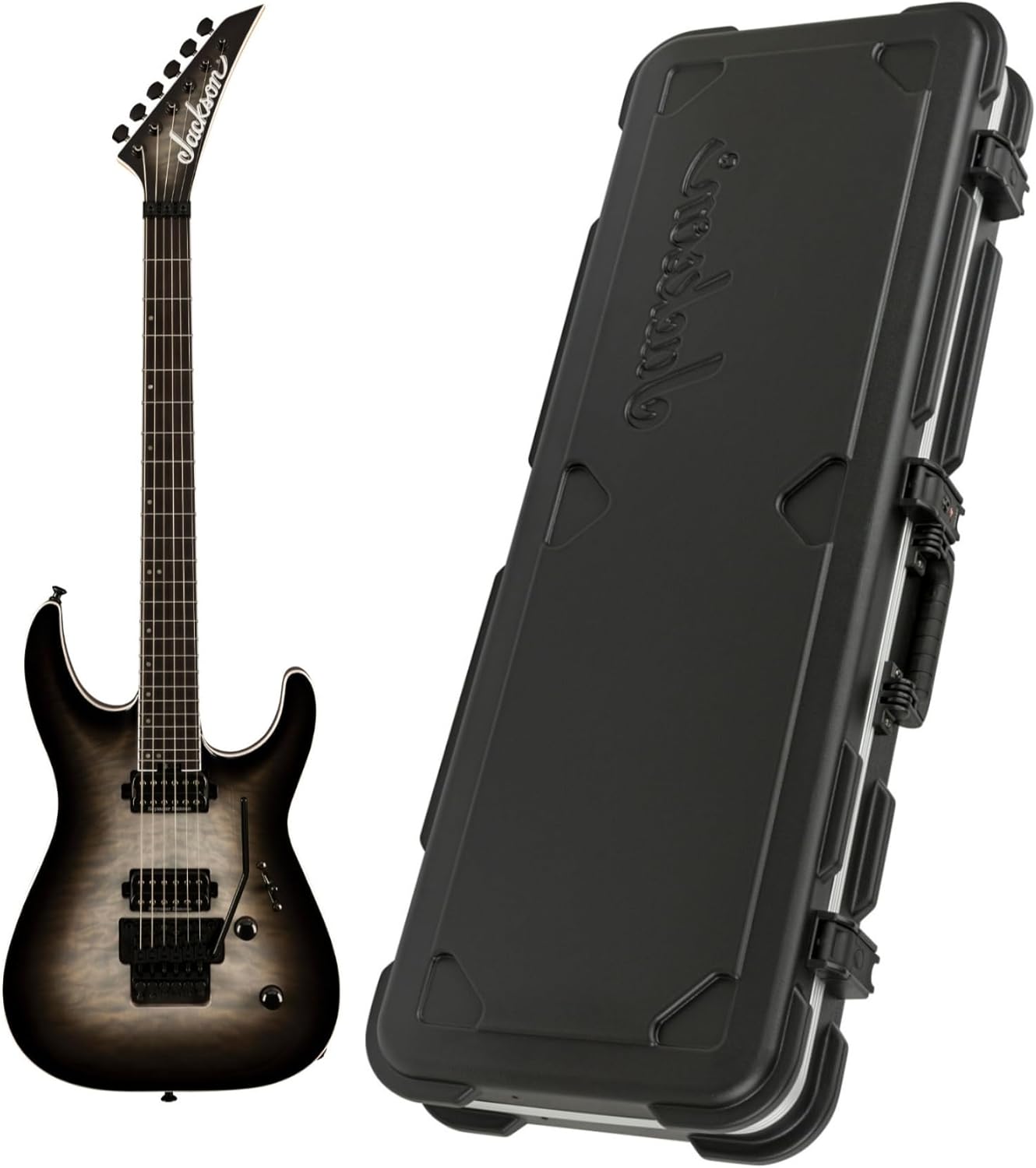 Jackson Pro Plus Dinky DKAQ 6-String Electric Guitar (Ghost Burst) Bundle with Jackson Heavy Duty Hardshell Case (2 items)