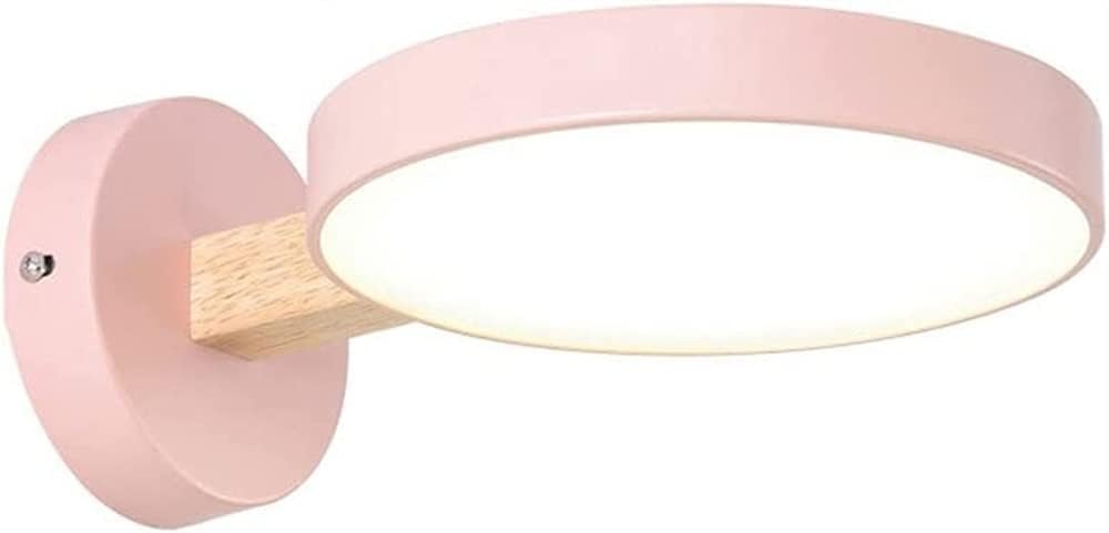 3 Color Temp 10W Wall Mount Lamp Headboard Reading Lamps Wood Indoor LED Wall Sconce Lighting for Living Room Bedroom Bedside Hallway Stairs Lighting Fixtures (Color : Painted Bu Pink(Pink)