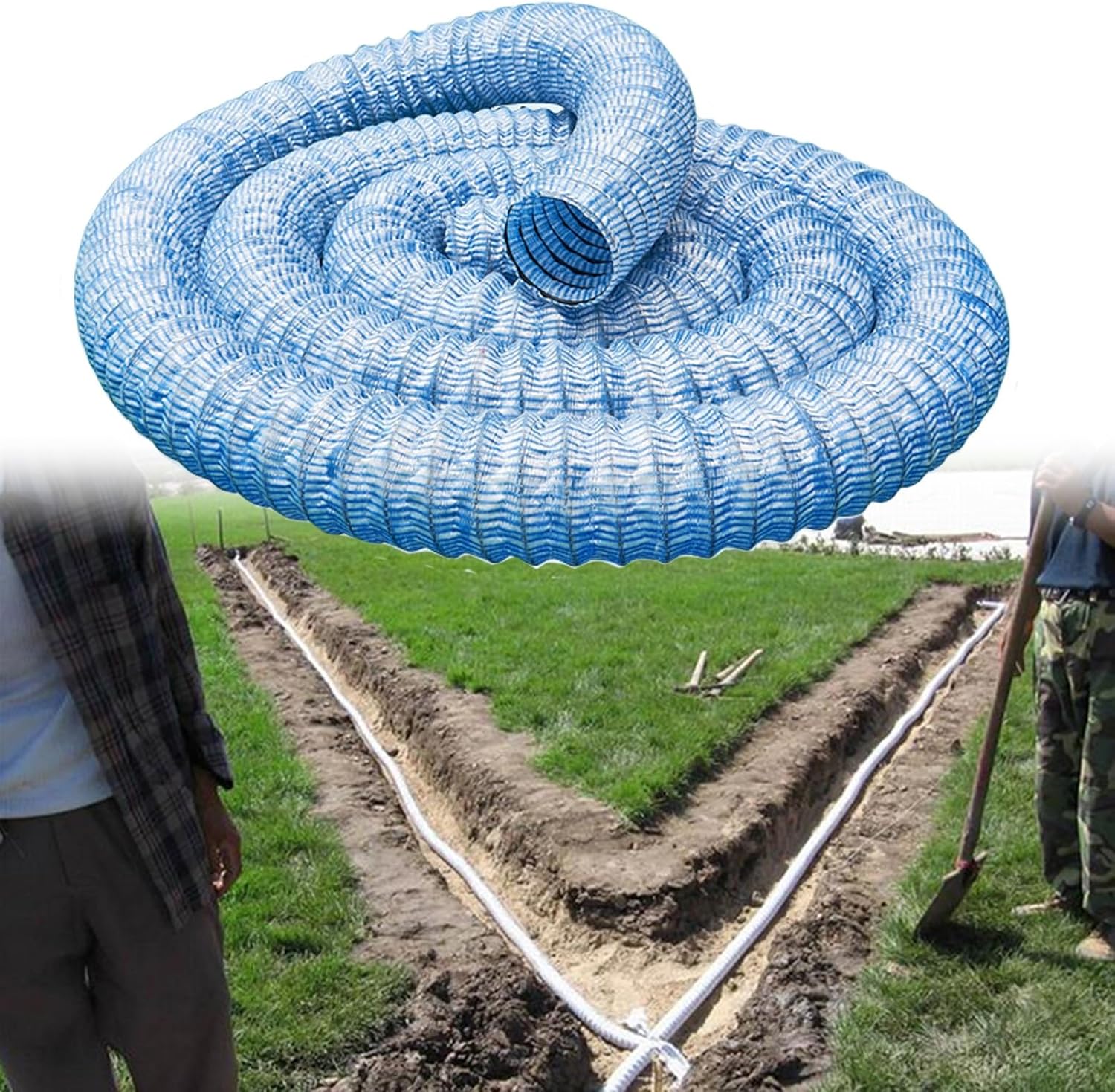 3in French Drain Pipe Perforated, 3 10 12 25 50 100 150 160 Ft Spring Soft Permeable Greening Foundation Drainage Hose for Yard/House Side/Garden(L 2.5m(8.2ft))