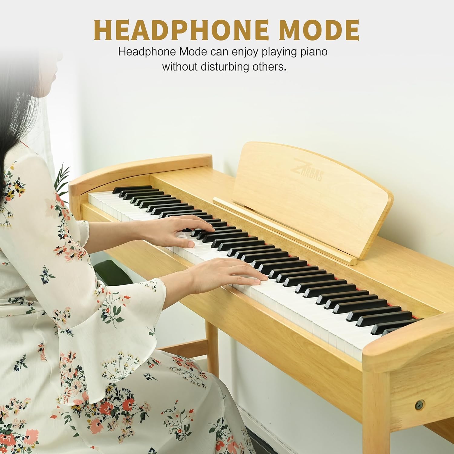 ZHRUNS 88 Key Piano Keyboard Digital Piano with Solid Wood Furniture Stand