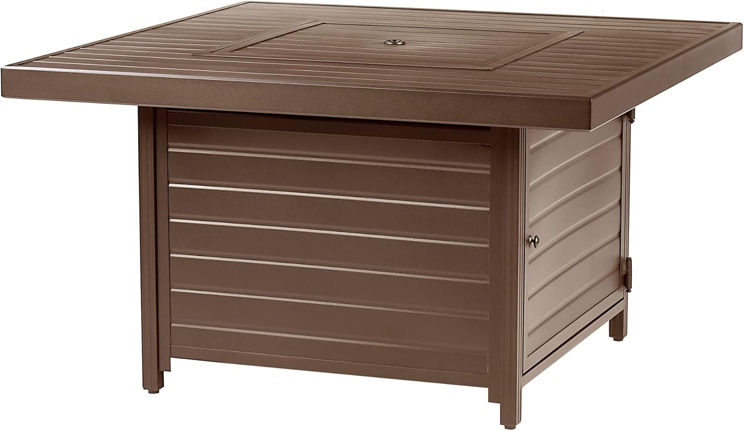 Square 42 in. x 42 in. Aluminum Propane Fire Pit Table with Glass Beads, Two Covers, Lid, 57,000 BTUs in Brown Finish