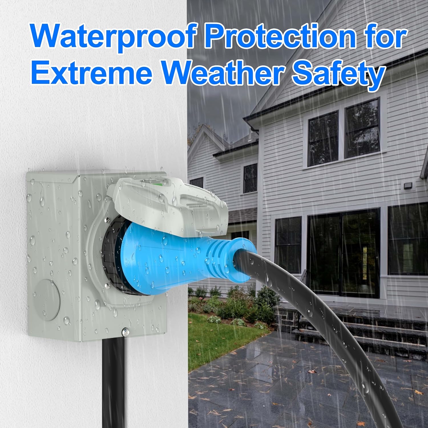 25 Feet 50 Amp Generator Cord and Power Inlet Box Combo Kit, Pure Copper Wire STW 6/3+8/1 AWG 125/250V, NEMA 14-50P to SS2-50R Twist Lock for Generator to House