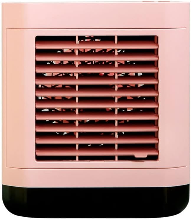 Portable Air Conditioner, Evaporative Air Cooler, Small Cooling Fan, 3 Speeds, 2000mAh Battery Powered & USB Rechargeable Mini Air Conditioner for Room Camping Car Office (Color : Pink)