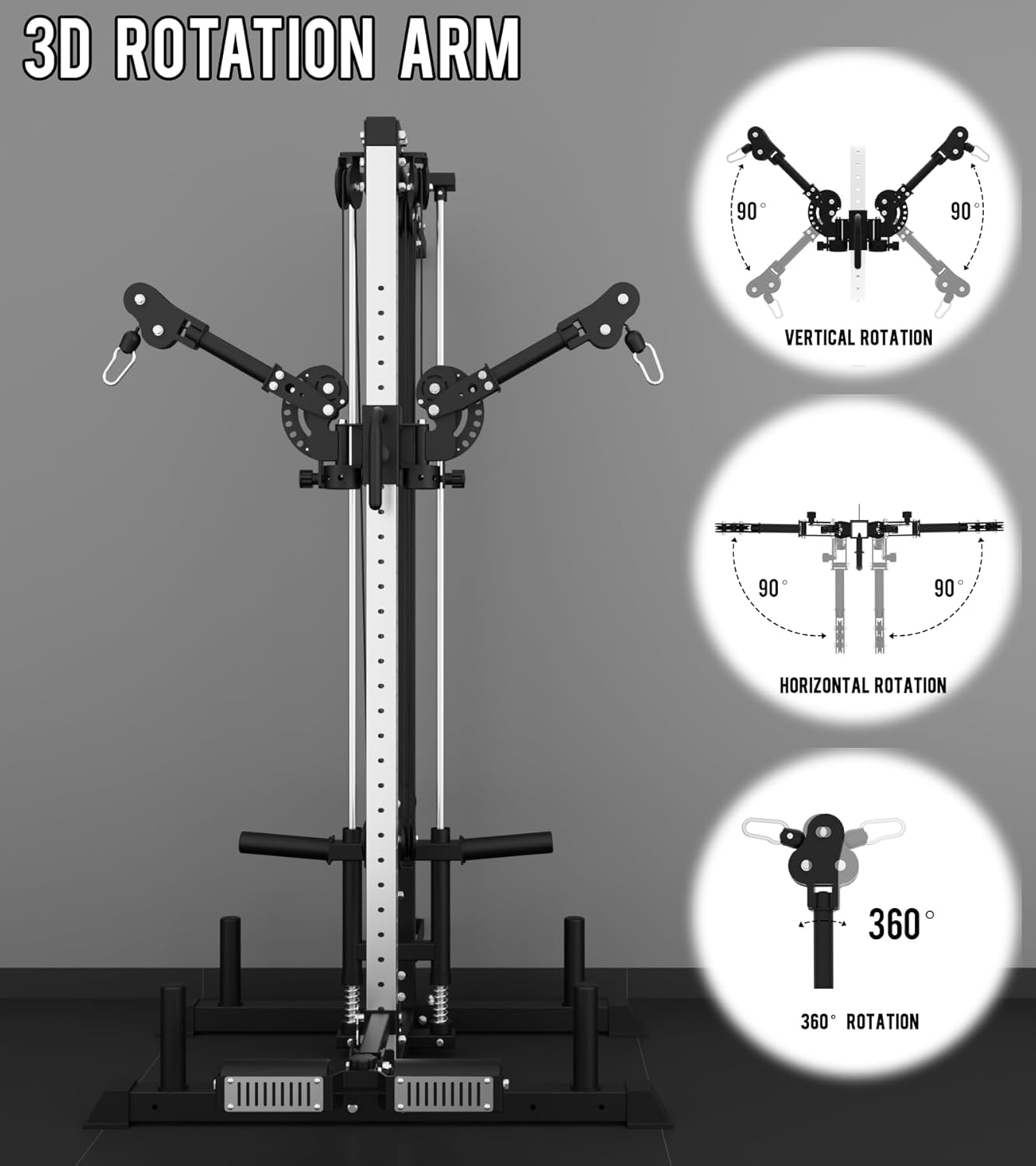 Eonfit Cable Machine for Home Gym, LAT Pulldown Cable Crossover Machine Workout Station Pulley System Tower with Leg Holder, LAT Bar, Foot Board Accessories