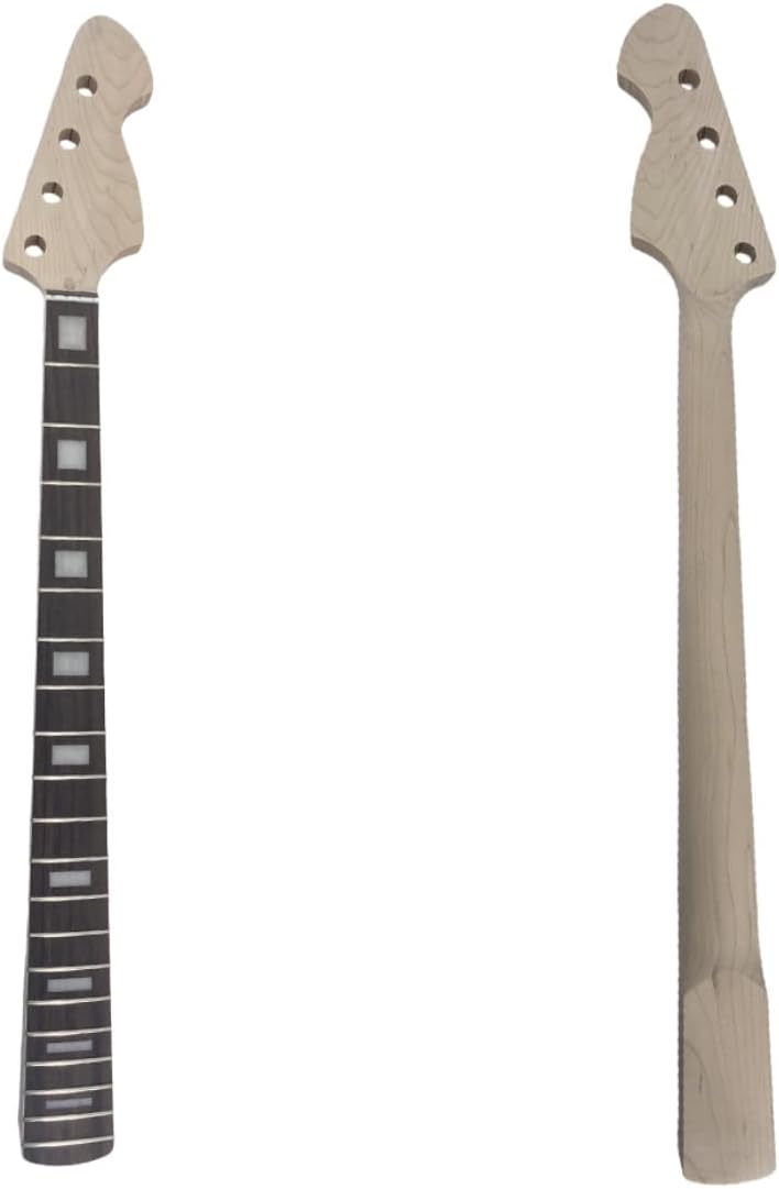 Yinfente Bass Guitar Neck 20fret 34inch Maple Rosewood Fretboard Block Inlay DIY Guitar Block Inlay (Rosewood Fretboard)