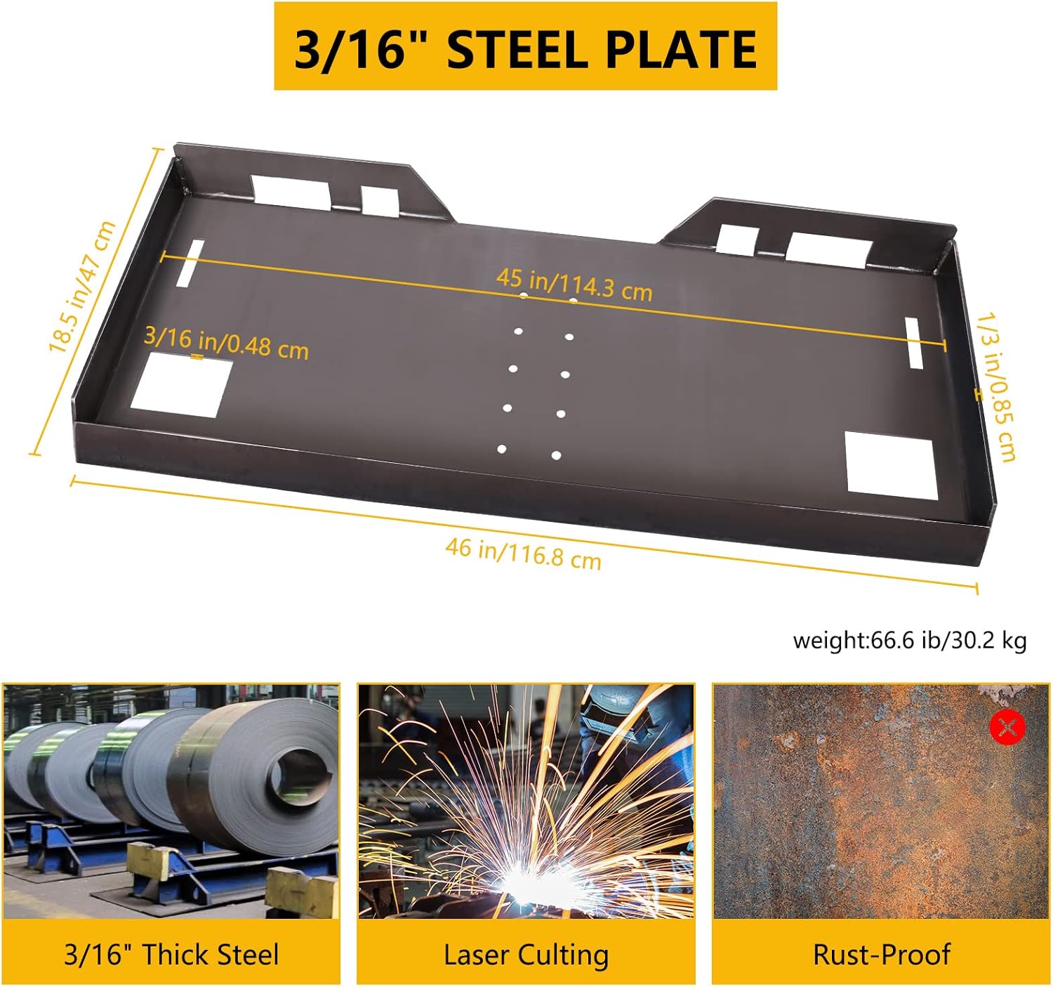 Universal Skid Steer Mount Plate, 1/4