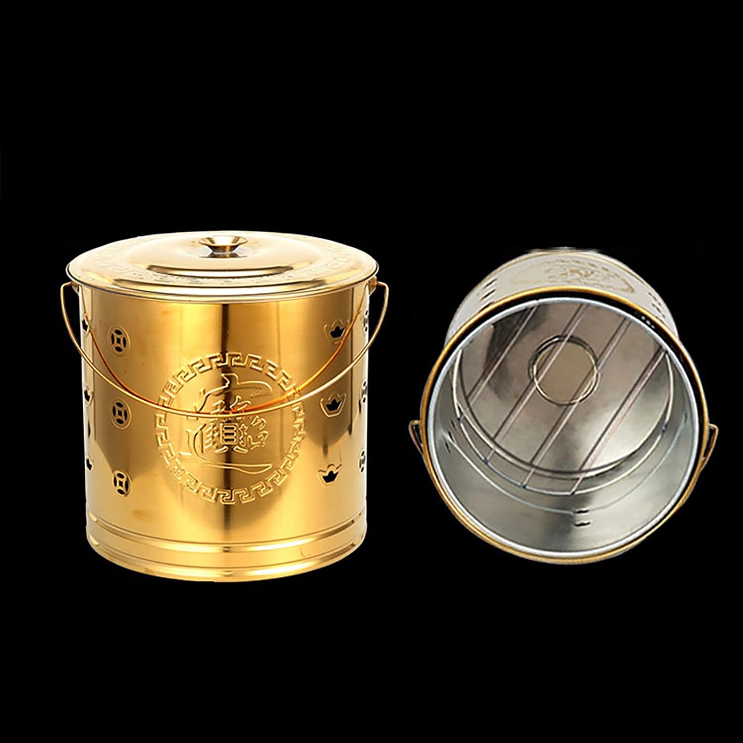 Metal Burn Barrel Incinerator Stainless Steel Burn Barrel Fire Cage Burn Incinerator Bin for Waste Paper Garden Leaf Fire Bucket Burning Pit Paper (Color : Red, Size : 50CM)