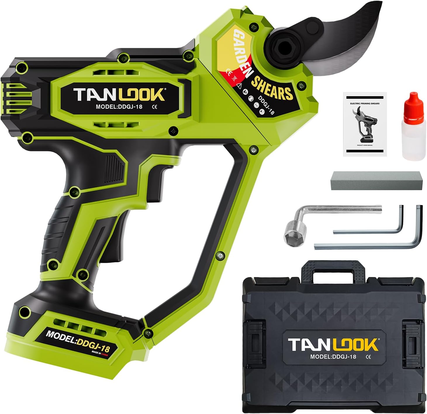 Brushless Electric Pruning Shears Compatible with DeWalt 20V Battery, Cordless Power Pruner with LCD Display & Whetstone,Brushless Motor Pruning Shears for Garden Tree Pruner Branch no Battery(Green)