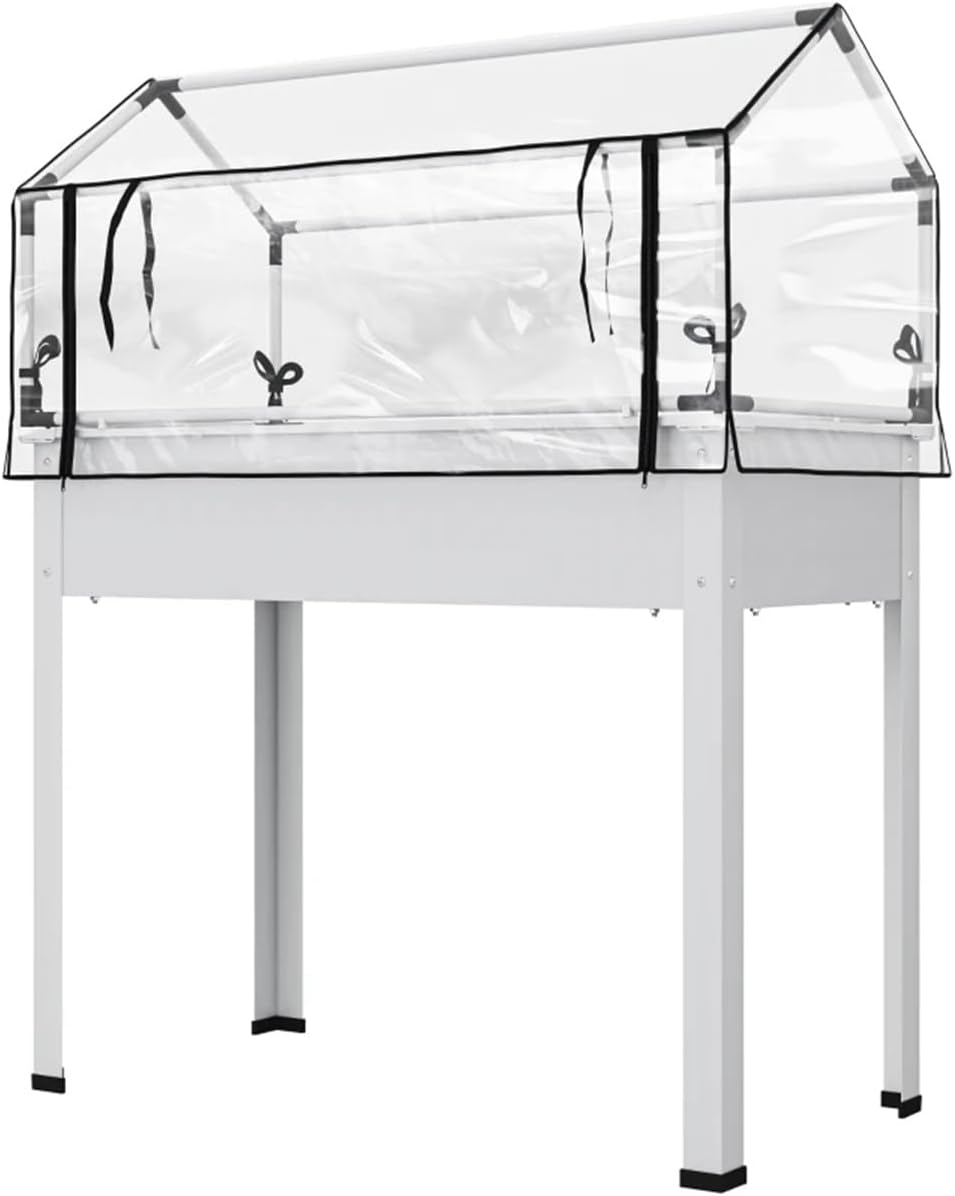 Raised Garden Bed with Mini Greenhouse, Raised Garden Bed with Greenhouse Cover, Raised Garden Bed with Legs and Screen Cover, Elevated Raised Garden Box for Protected Gardening Greenhouse Cover