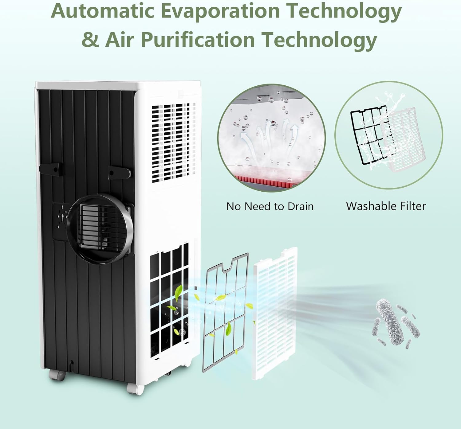 Garvee 8000 BTU Portable Air Conditioner for Room Up to 350 Sq. Ft, Energy Efficient AC Unit with Fan, Dehumidifier and Cooler, Quiet Operation for Bedroom, Offices, With Window Kit, Remote Control