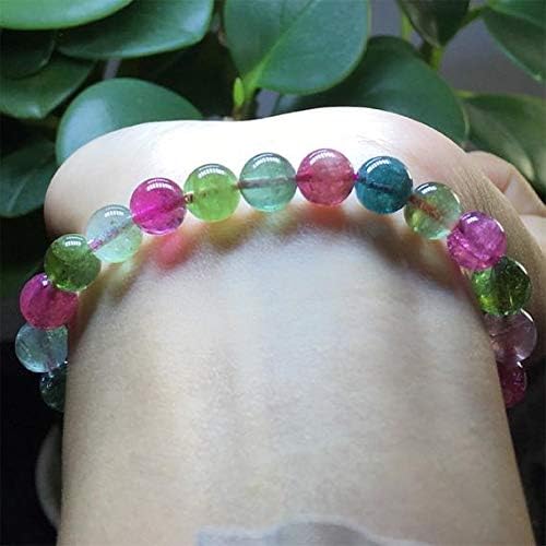 1 strands natural colorful purple green pink blue tourmaline multi-color stretch bracelet round beads 7.5mm 04459