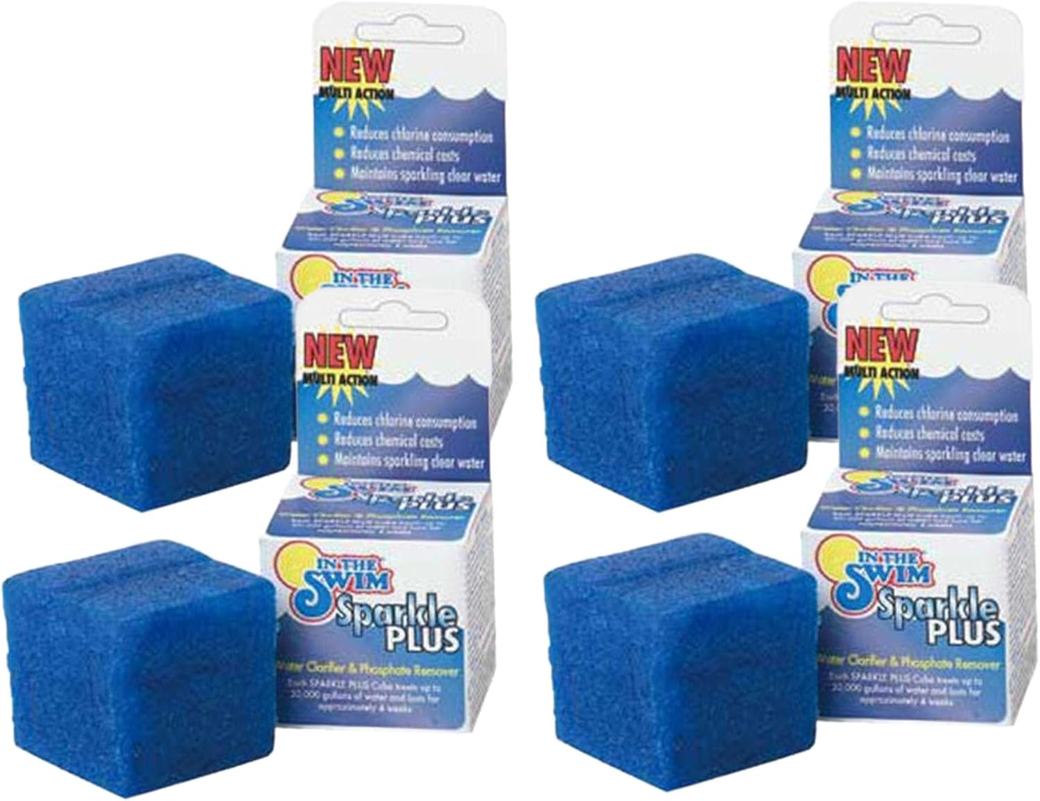In The Swim Sparkle Plus Pool Clarifier Cube – Clear Cloudy Pool Water Fast - Safe for Saltwater & Chlorine Pools - 6 Ounce - 4 Pack