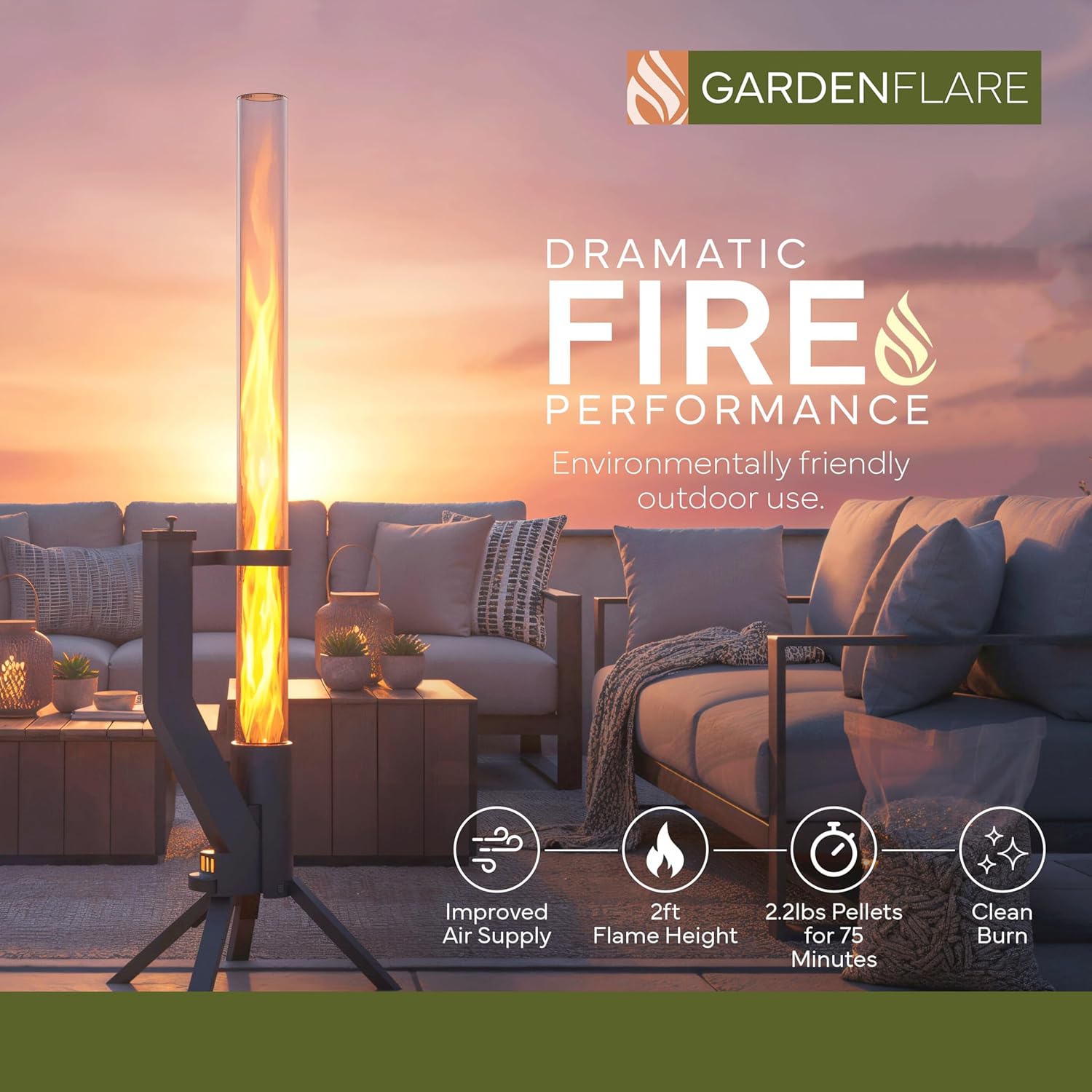 Smokeless Firepit - Outdoor Fire Pit Wood Stove Pellet Fireplace Stainless Steel Chiminea for Ambience Fire on Your Backyard, Patio, Porch & Garden (Matte Black, Classic)