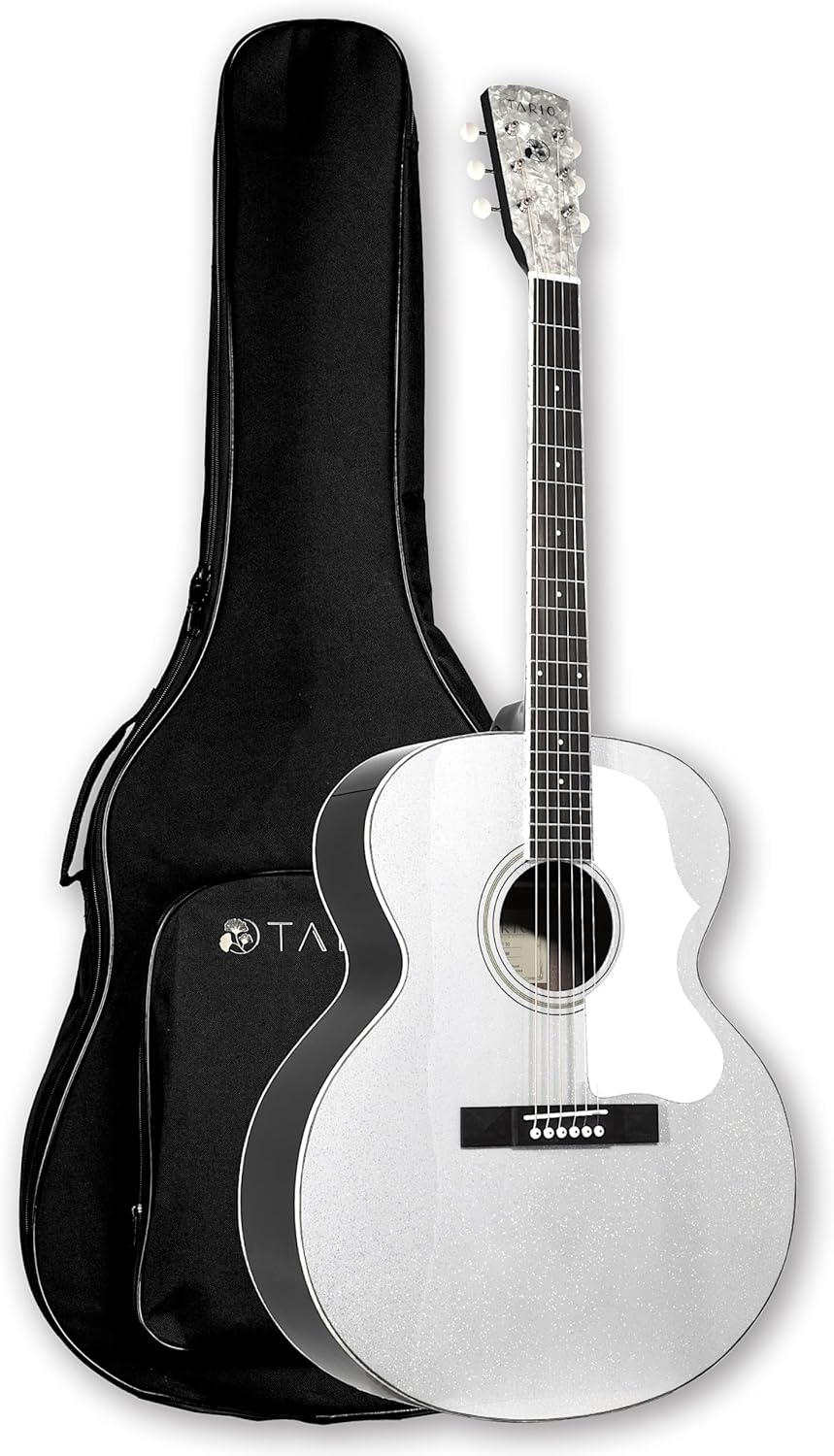 TARIO 42'' Acoustic Antique Jumbo Guitar Solid Spruce Top Mahogany Back and Sides Okoume Neck