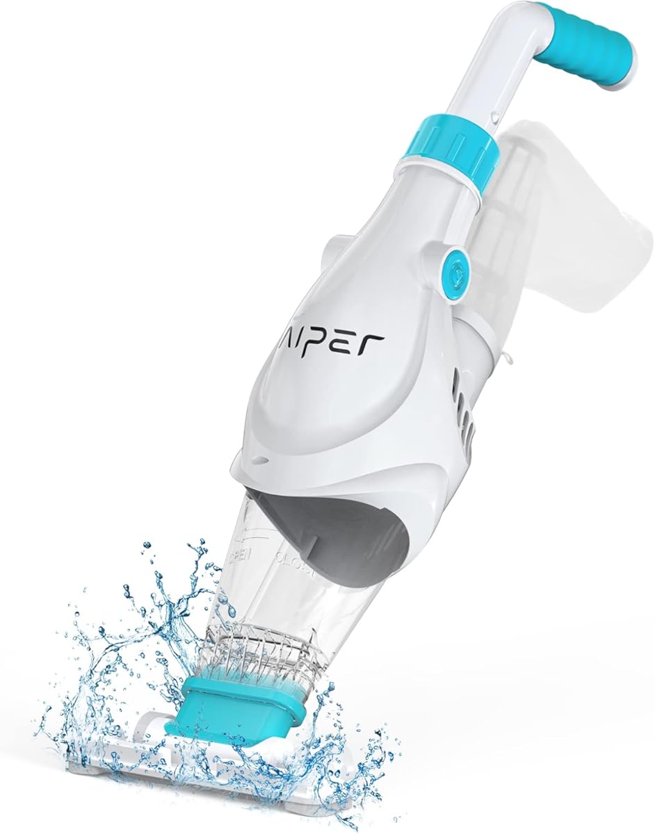 AIPER Handheld Pool Vacuum, Cordless Rechargeable Pool Vacuum Cleaner with Scrub Brush Head, Large Filter Bag, Perfect for Above-Ground/In-Ground Pools, Small Pools (P1111)
