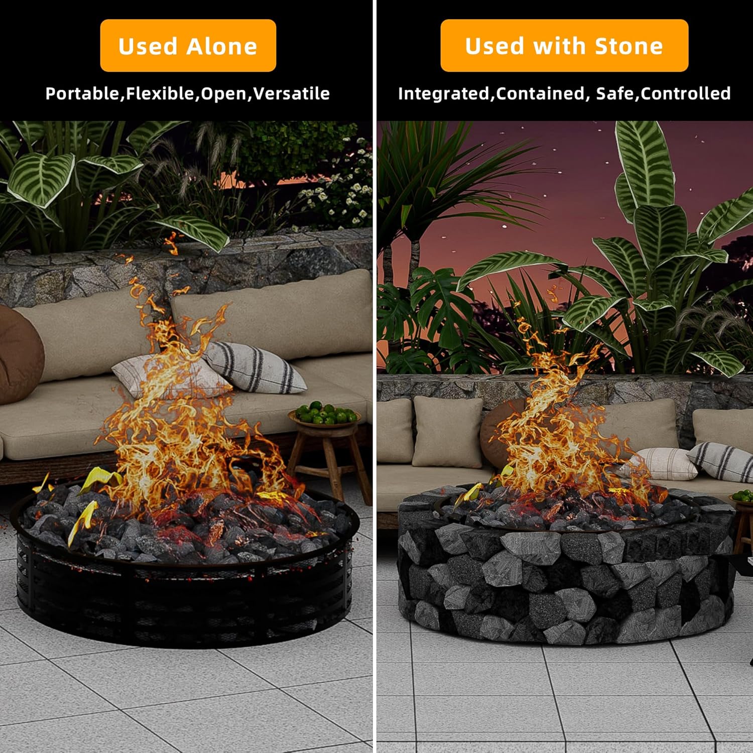 Smokeless Fire Pit Ring, 60 Inch Inner/62 Inch Outer, 11.9