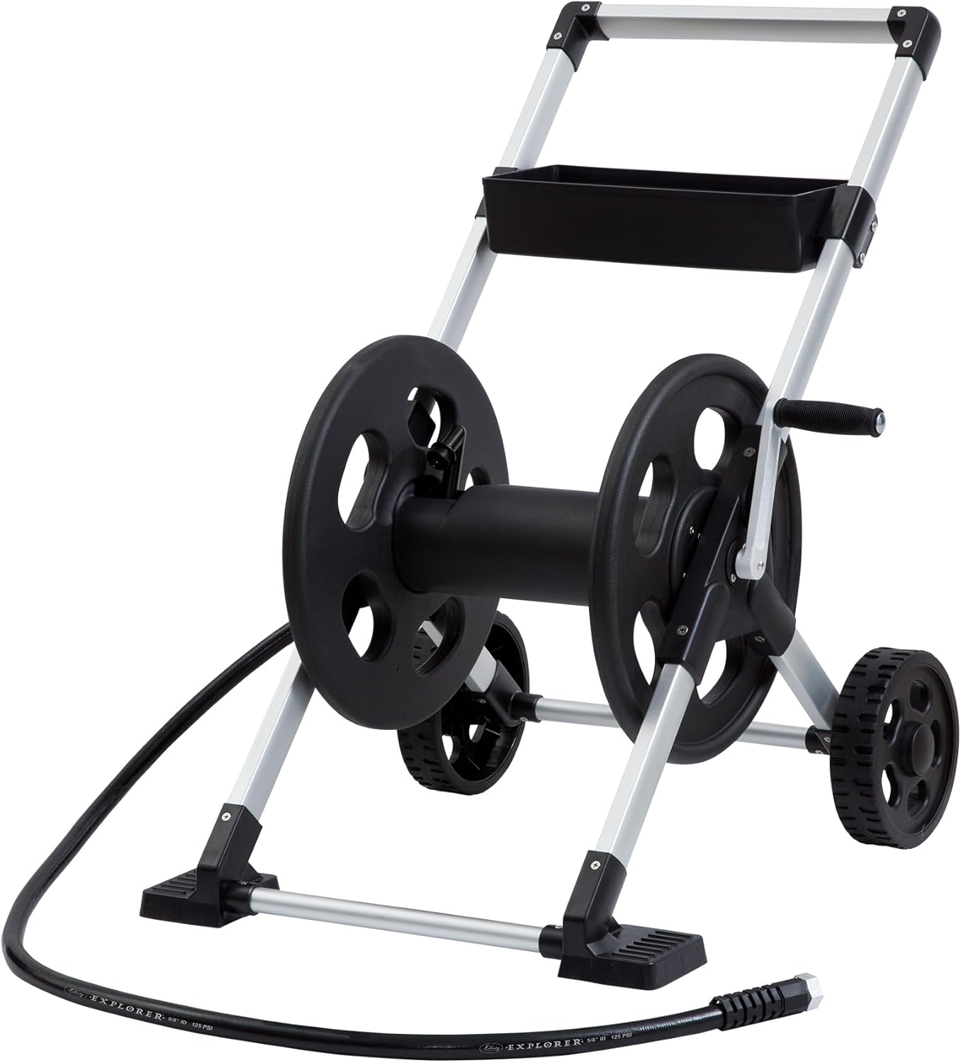 Liberty Garden 304 Explorer Two Wheel Hose Reel Cart, Aluminum, Holds 250-feet of 5/8