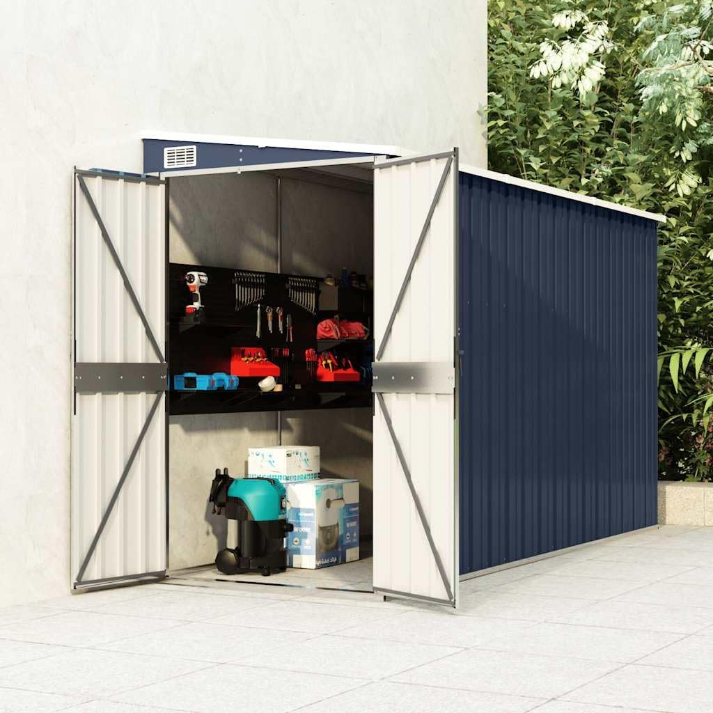 Anthrazit Gartenhaus 118 x 118 x 178 cm Wandmontage aus verzinktem Stahl mit Doppeltüren Modernes platzsparendes Outdoor Storage shed für Kleine Gärten Balkon und Hof