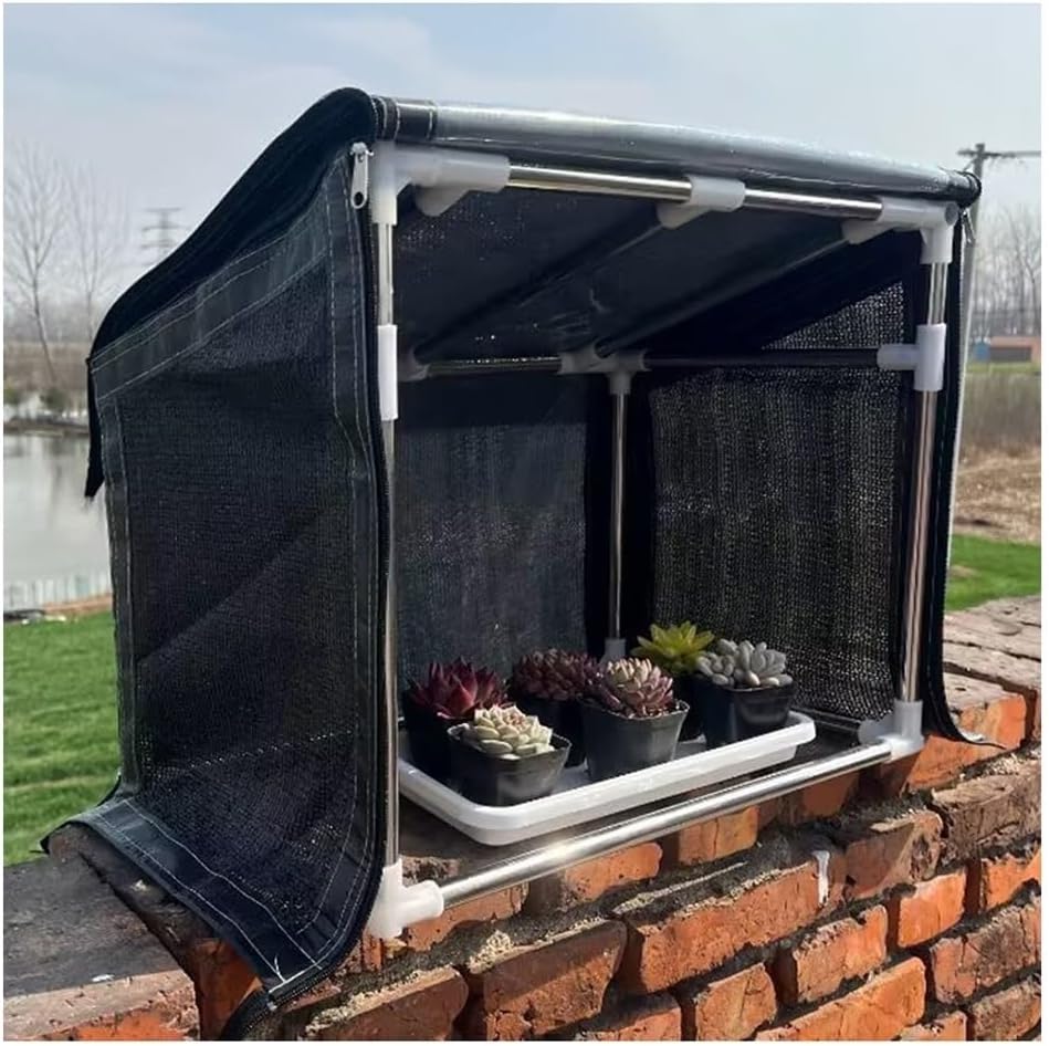 Outdoor Garden Flower Plant Greenhouse, Mini Gardening Green House, Portable Plastic Greenhouse, Stainless Steel Frame, Sunshade, Rainproof Anti-Frost Snow ( Color : Black , Size : 120x30x30cm )