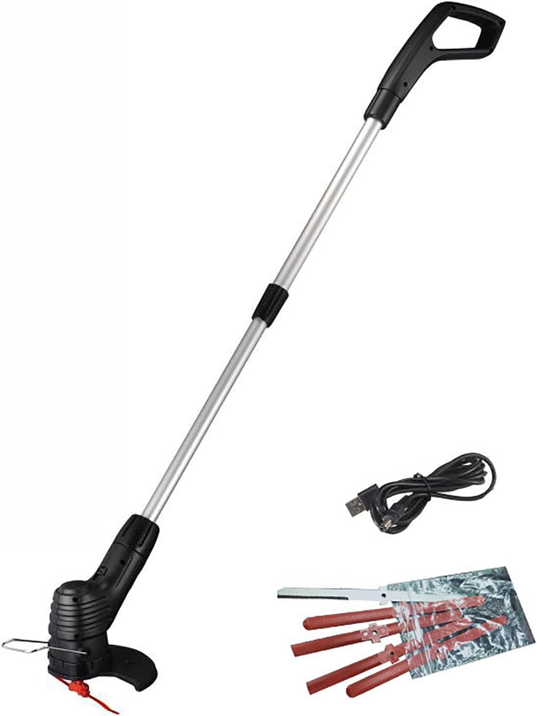 Cordless Battery Lawn Mower/Edger, Portable Stretchable Electric Grass Trimmer for Patio Garden