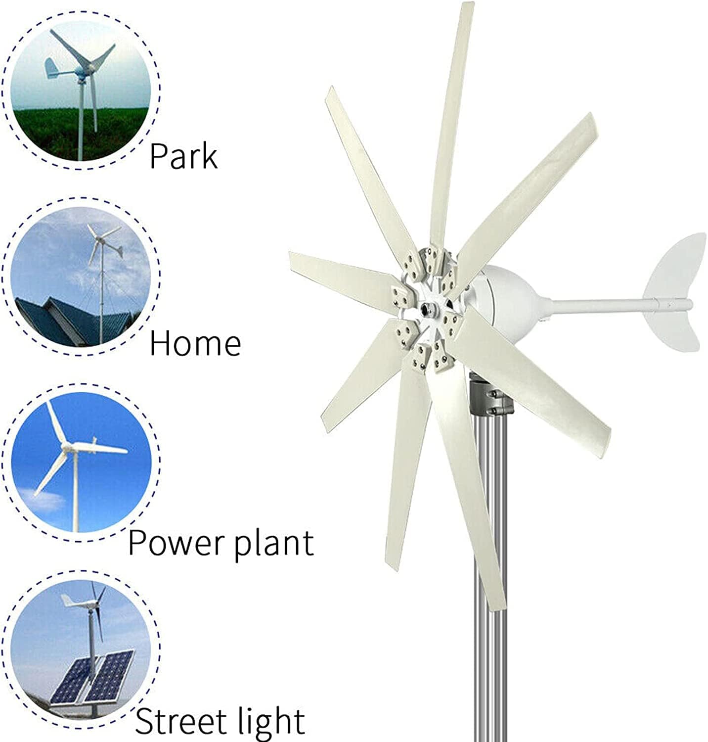 LiuSj JUnSt 10000W Horizontal Wind Turbine Generator 12/24/48 220V Wind Turbine for Off Grid Or on Grid System Work with Solar Panel