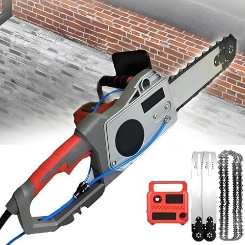 High Power 12000W Electric Saw Concrete Cutter - Chainsaws Diamond Chain, Water Fed Dust Removal, Great for Fence Posts & Stone Slab Cutting