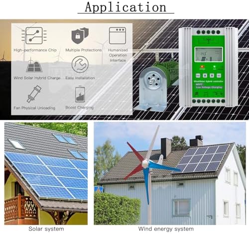 15000W Hybrid Charge Controller for Wind & Solar - Intelligent Digital Control with LCD Display (12V/24V/48V - 800W Wind + 1000W Solar) - Efficient Renewable Energy Solutions