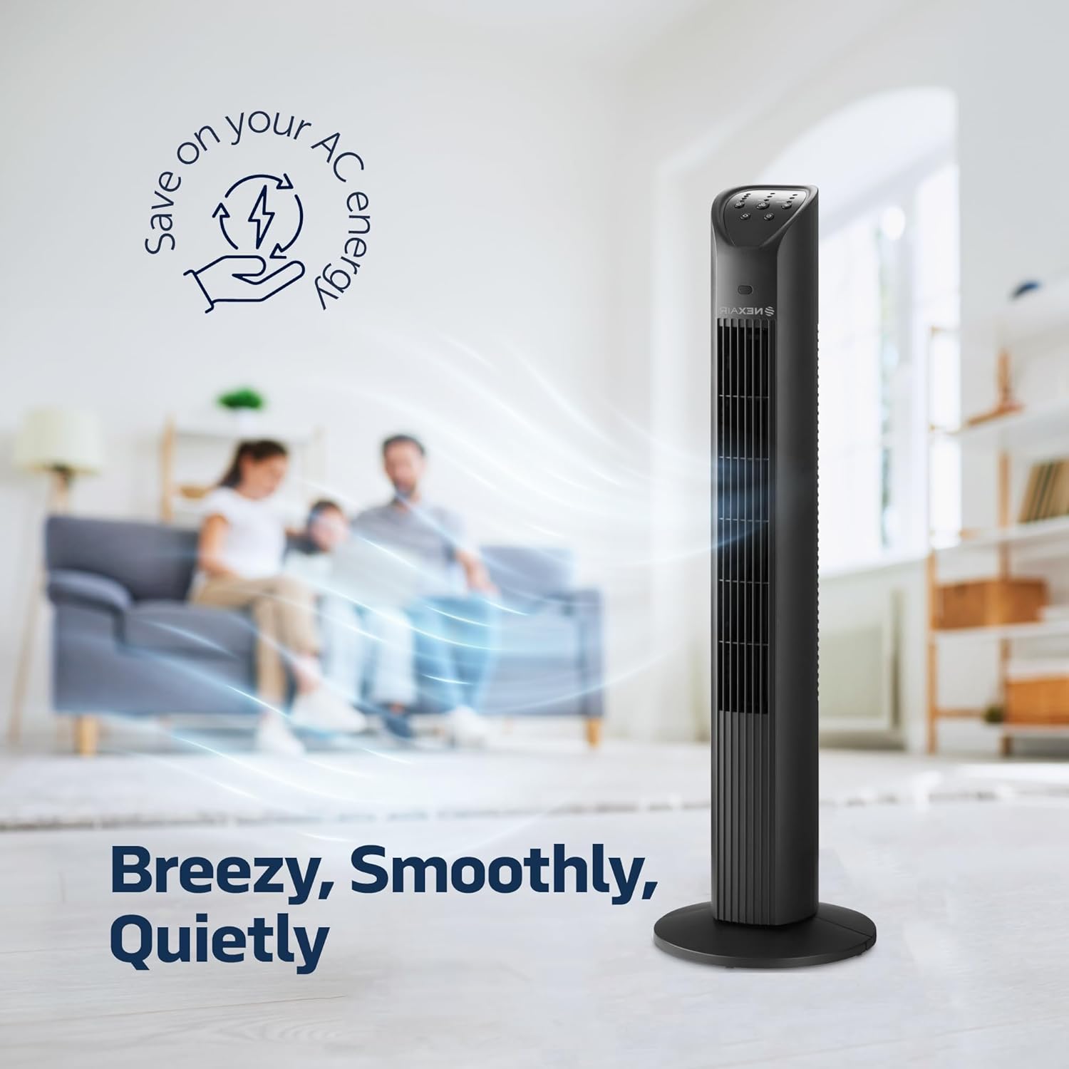 42” Oscillating Tower Fan, 3 Speed Portable Fan Tower With Remote Control, Quiet Operating Floor Fan for Bedroom with 7.5 Hr Auto Off Timer, Modern Design Room Cooling Fan For Home & Office