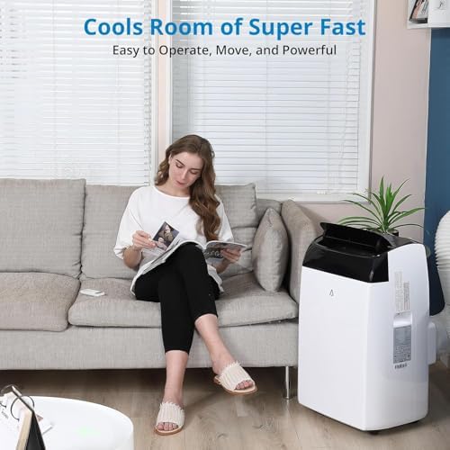 12,000 BTU Portable Air Conditioner for 550 Sq Ft - 3-In-1 AC Unit with Cooling, Dehumidifier & Fan Modes, Remote Control, 24H Timer, Installation Kit for Home, Office & Dorm