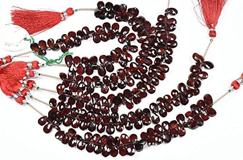 3 strands 6 inch 6x9-7x12mm natural mozambique red garnet faceted pear shape briolette beads strand