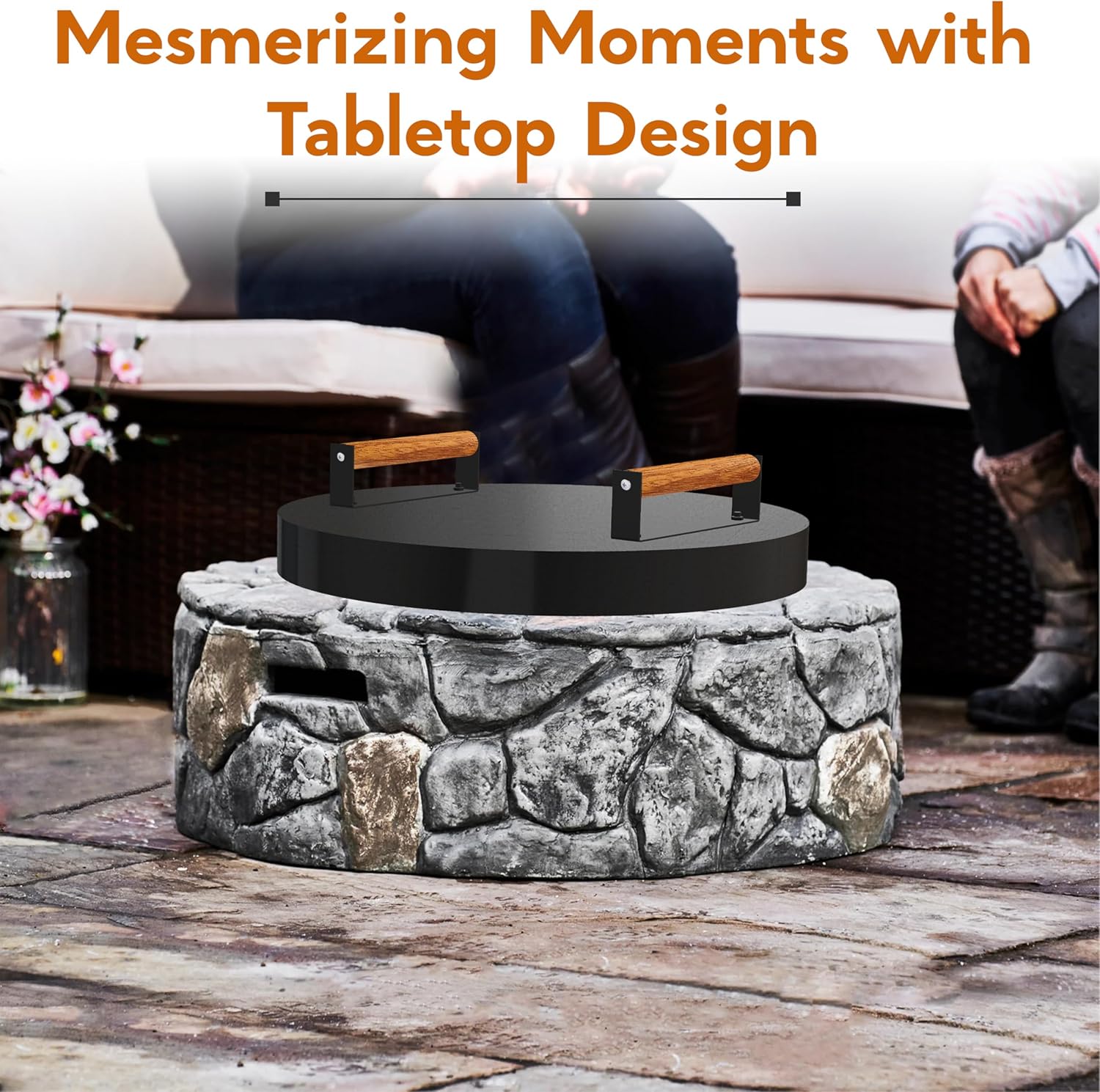 FEBTECH Fire Pit Solid Cover Compatible with Fire Pit Inside Up to 23