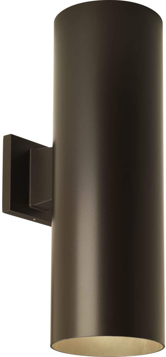 Progress Lighting 6-Inch Cylinder Outdoor Wall Sconce, 2-Light Modern Wall Mount Up and Down Lights, Interior and Exterior Lighting for Home or Porch, Aluminum Construction, Antique Bronze (P5642-20)
