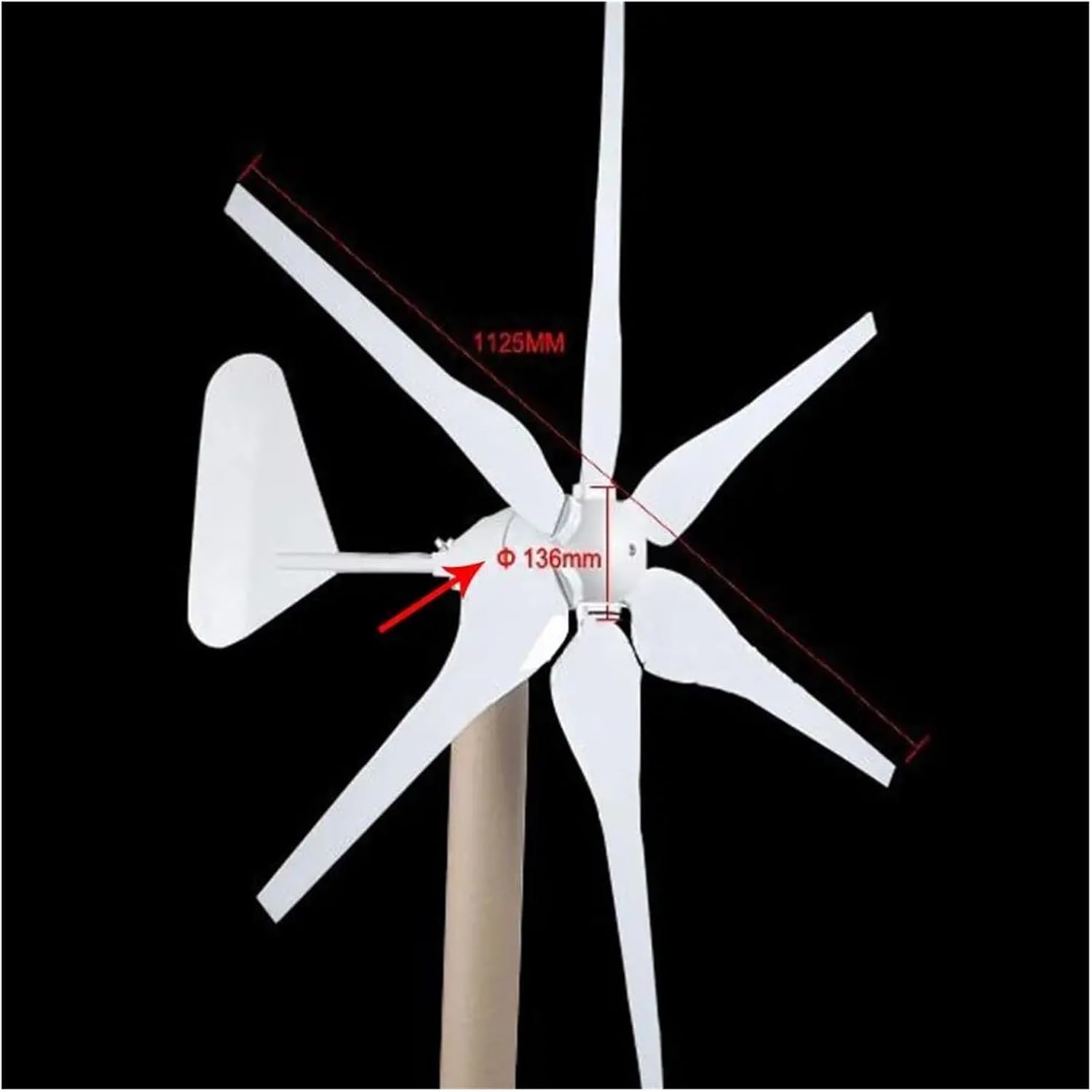 Wind Turbines, 500W Wind Turbine 12V 24V AC/DC Reinforced Blade Over Speed Protection Low Wind Speed Starting Wind Turbines(24V AC)