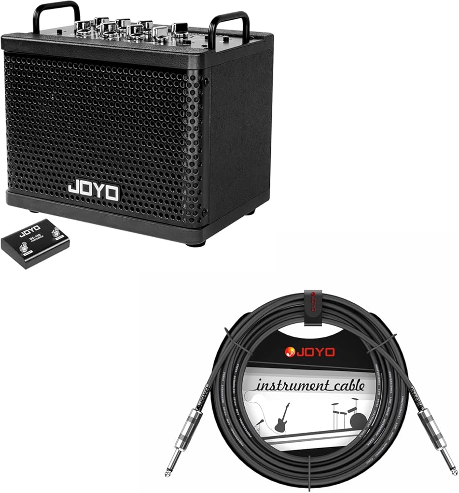 JOYO DC-15S Digital Modeling Combo Amplifier Bundle with CM-04 Mono 6.35mm Instrument Cable Straight-to-Straight