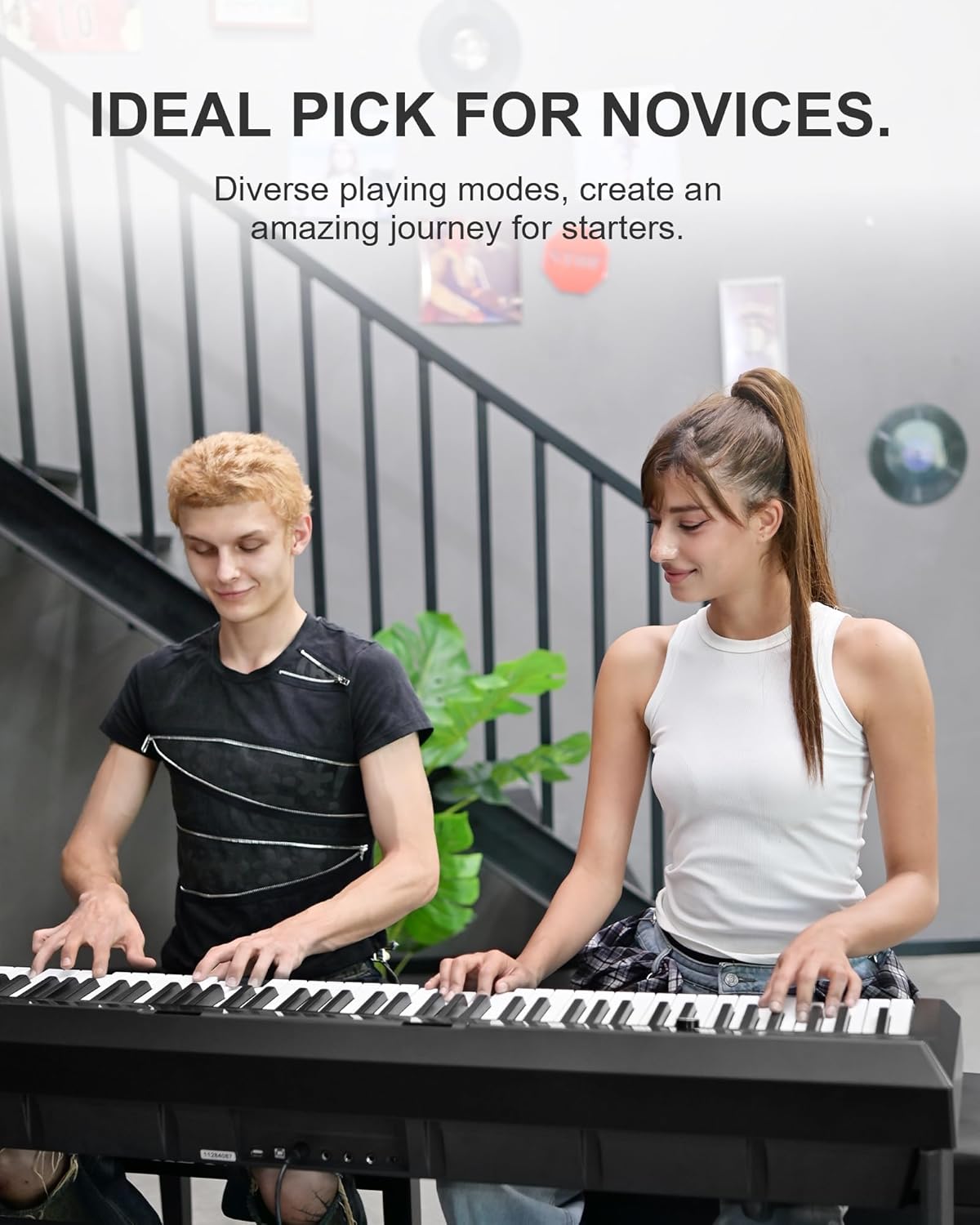 S-200 Beginner Keyboard Piano - 88 Key Full-Size Weighted Digital Piano, Portable Electric Piano with Sustain Pedal, Power Supply, Dual Headphone Jack, USB-MIDI, and MP3 Player,Black