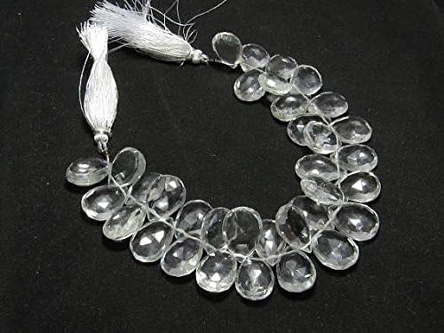 13 inch natural beads strand of 12x16-13x18mm faceted pear crystal quartz gemstone beads for DIY jewelry - necklace, bracelet, earring, ring.
